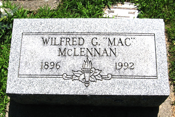 Photo of headstones/Wilfred G McLennan 1896 - 1992 hdstn Lebanon Oak Hill Cem Boone County Indiana